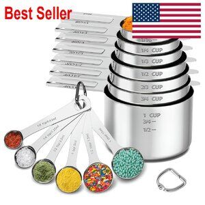 Stainless Steel Measuring Cups and Spoons Set Kitchen Gadgets Cooking Baking